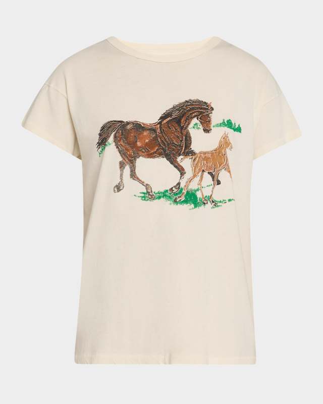 The Boxy Crew Tee with Running Horses